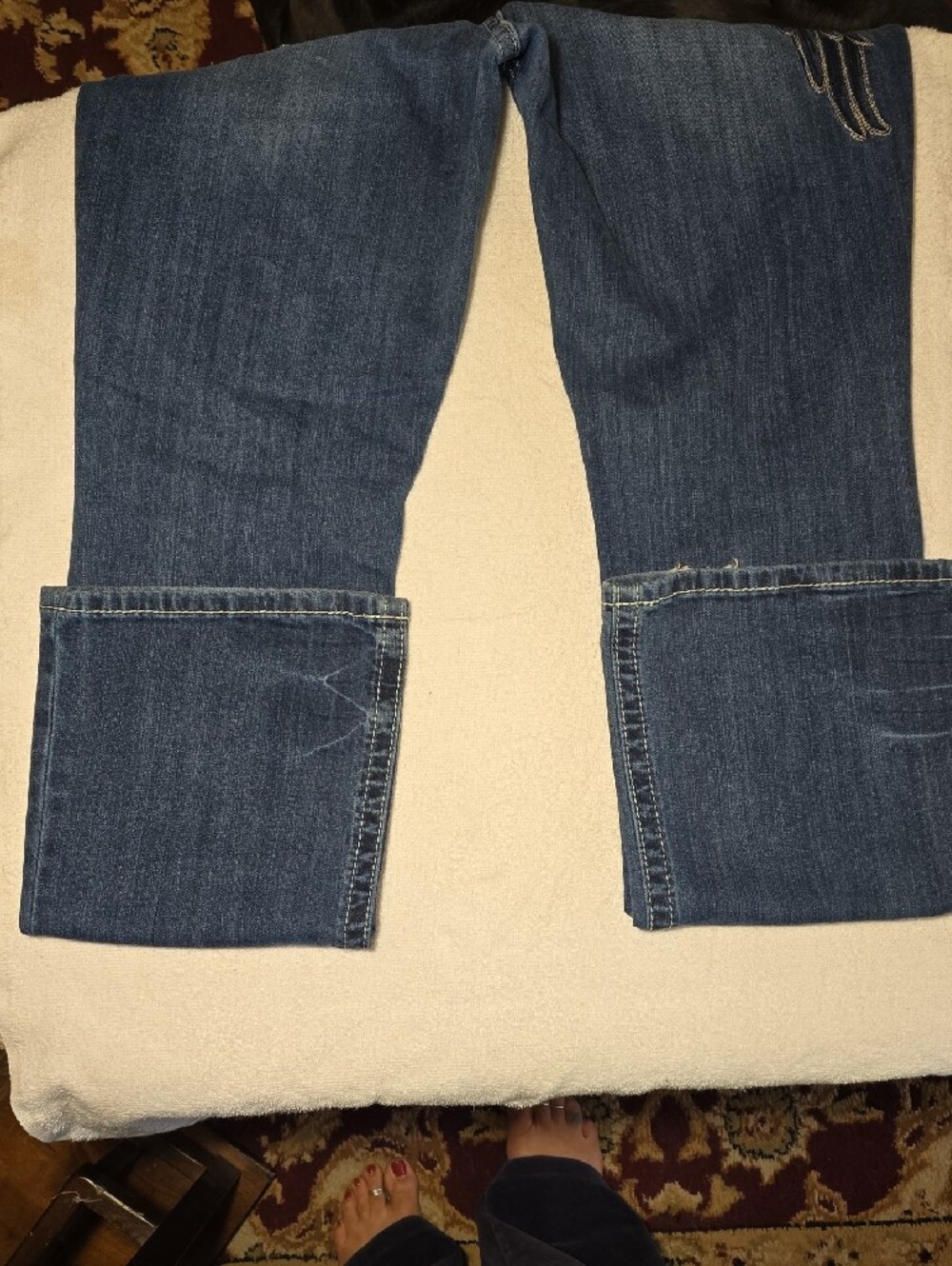 Harley-Davidson Blue Boot Cut Jeans with Wing Embroidery - Picture 11 of 13